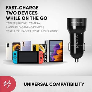 Prolink PCC24501-A-BLK 2-Port 51W Car Charger