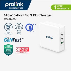 Prolink GT-314001 3Port 140W GaN Wall Charger
